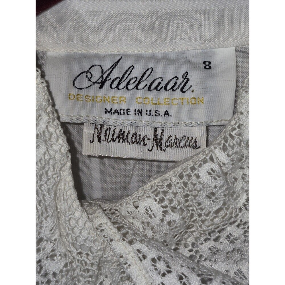 Vintage 70s Victorian Prairie Lace Blouse Neiman Marcus ILGWU White Sheer Top 8 - Picture 4 of 16